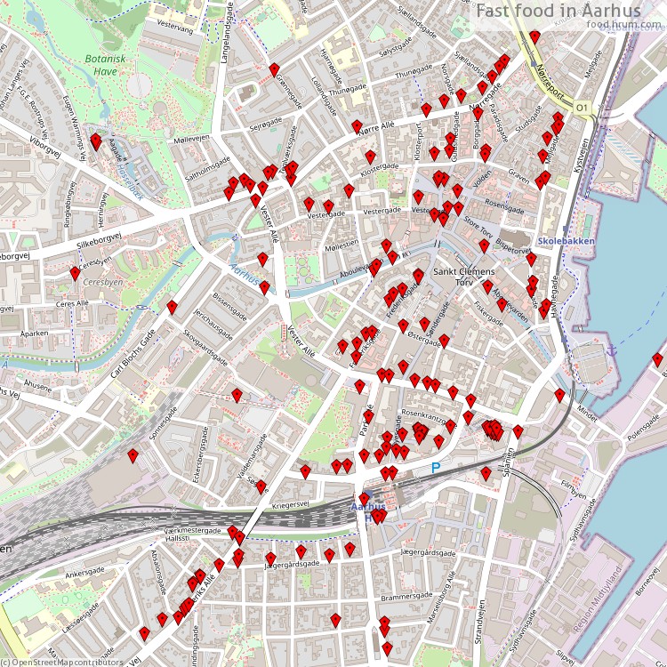 Fast food Aarhus - map of restaurants
