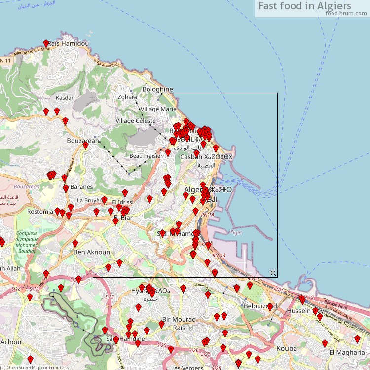 Fast food Algiers - map of restaurants