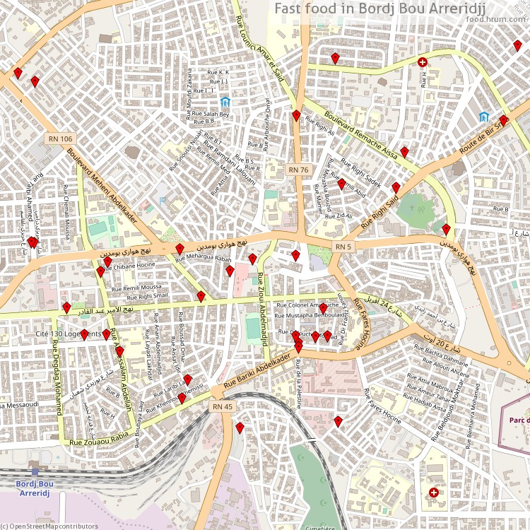 Fast food Bordj Bou Arreridjj - map of restaurants