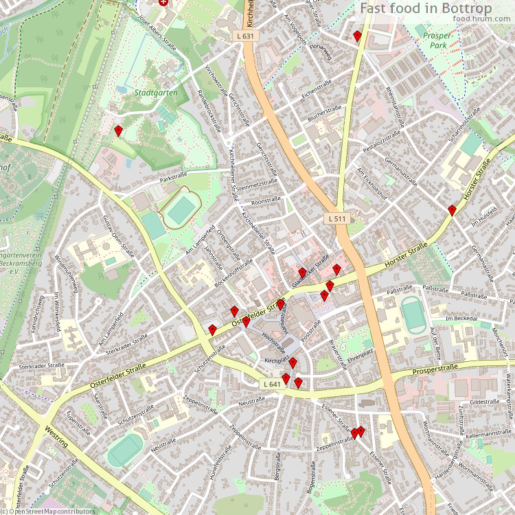 Fast food Bottrop - map of restaurants