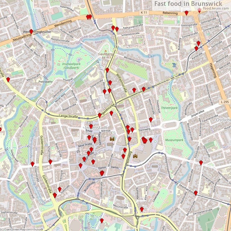 Fast food Brunswick - map of restaurants