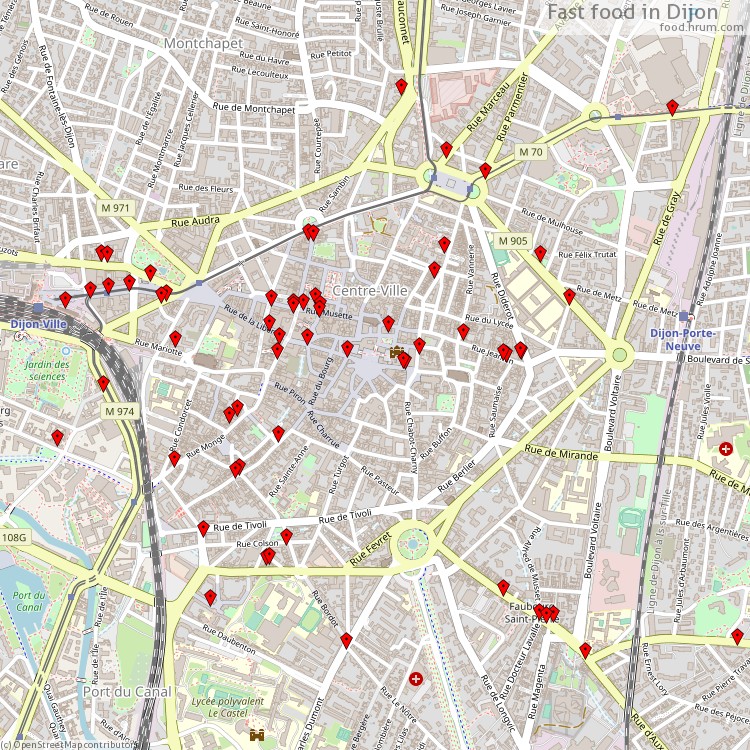 Fast food Dijon - map of restaurants