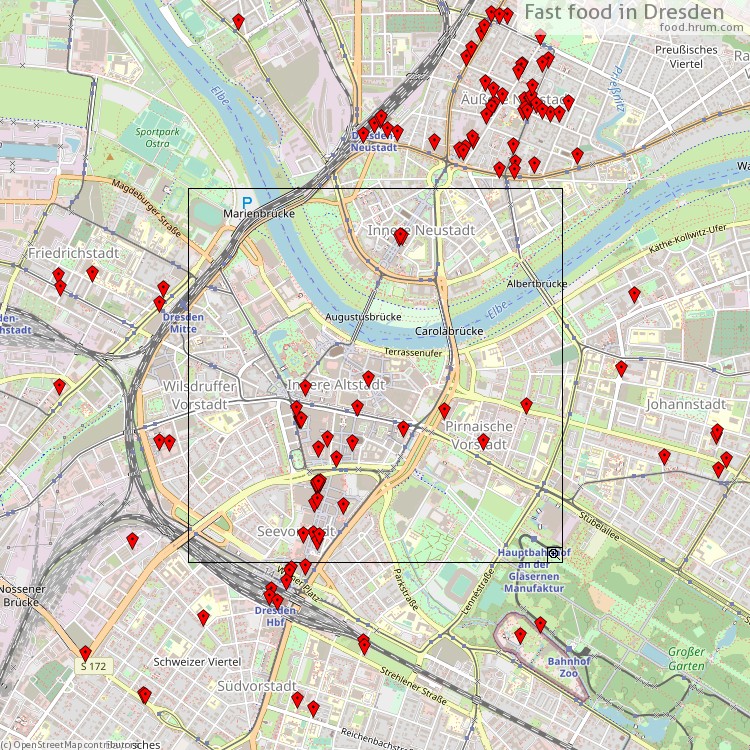 Fast food Dresden - map of restaurants