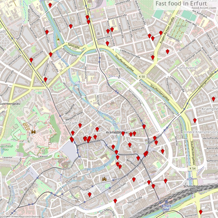 Fast food Erfurt - map of restaurants