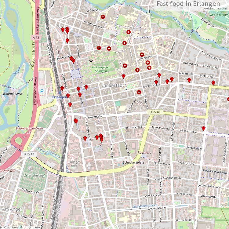 Fast food Erlangen - map of restaurants