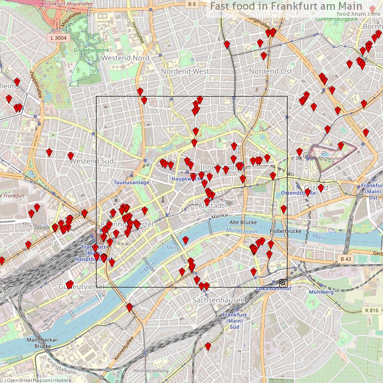 Fast food Frankfurt am Main - map of restaurants