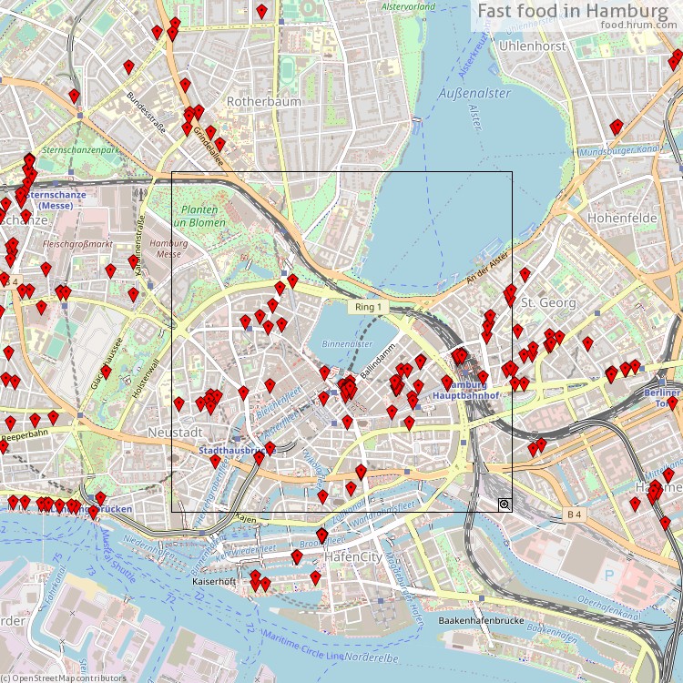 Fast food Hamburg - map of restaurants