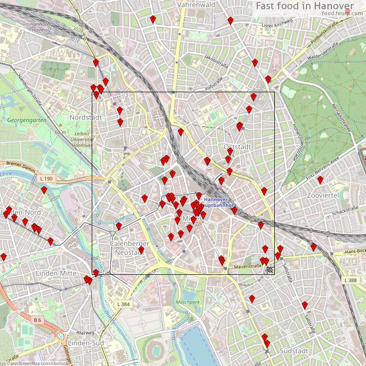 Fast food Hanover - map of restaurants