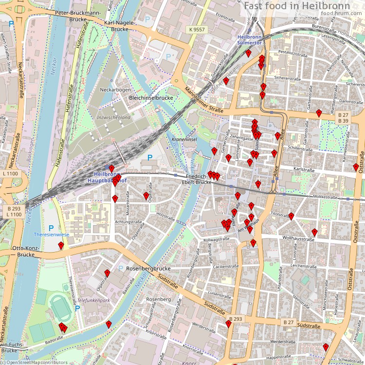 Fast food Heilbronn - map of restaurants