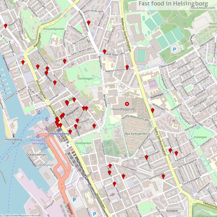 Fast food Helsingborg - map of restaurants