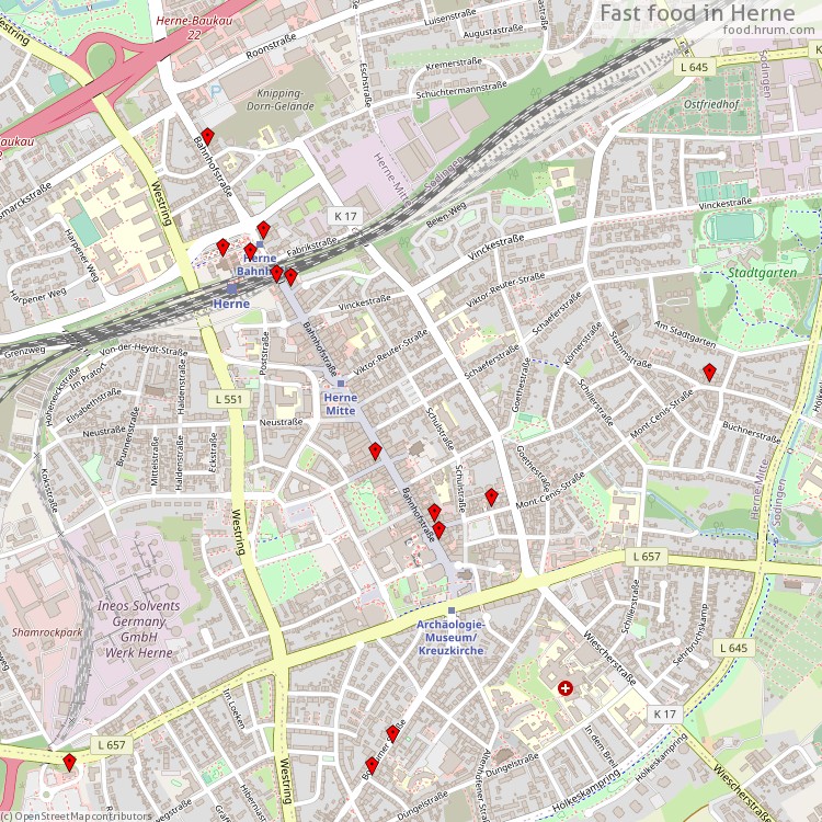 Fast food Herne - map of restaurants