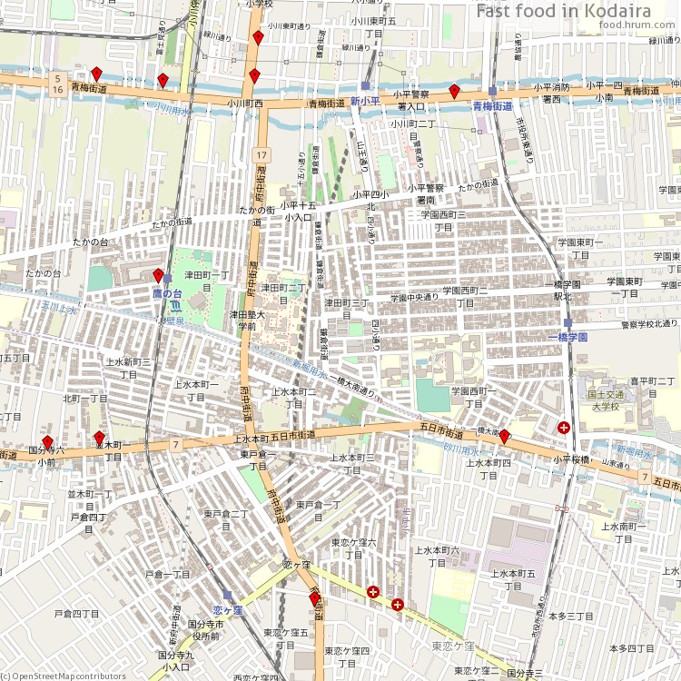 Fast food Kodaira - map of restaurants