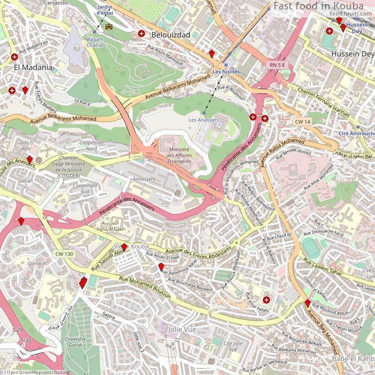 Fast food Kouba - map of restaurants