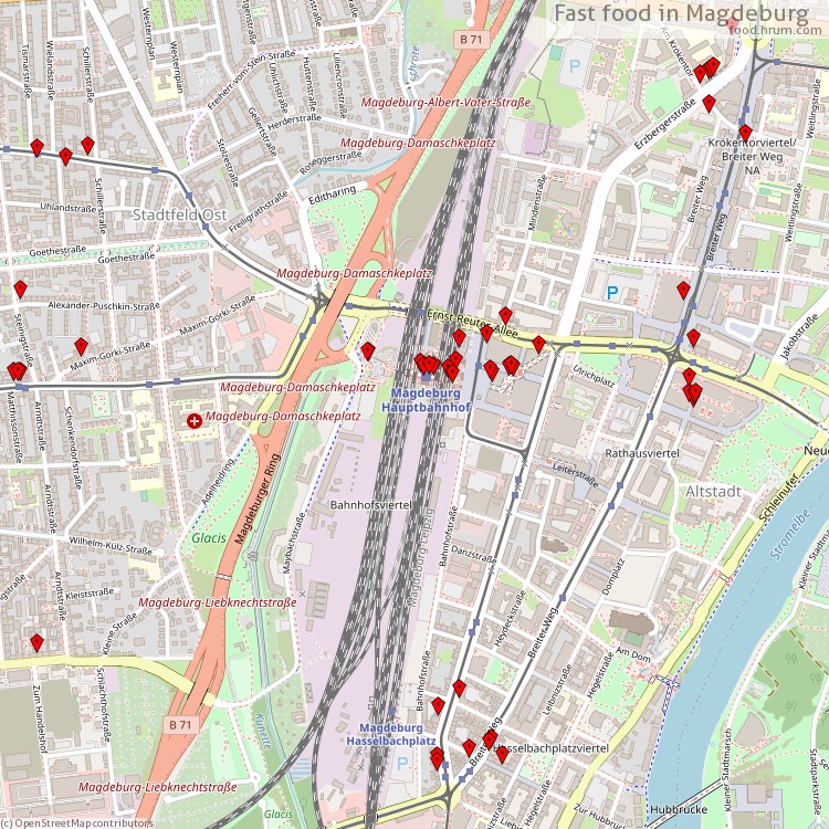 Fast food Magdeburg - map of restaurants