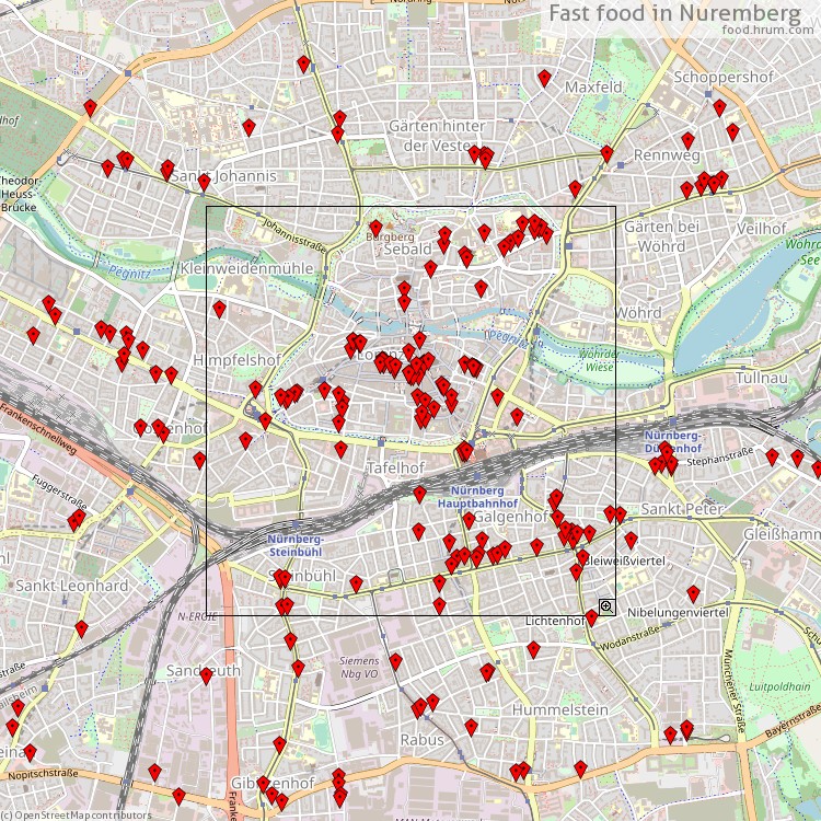 Fast food Nuremberg - map of restaurants