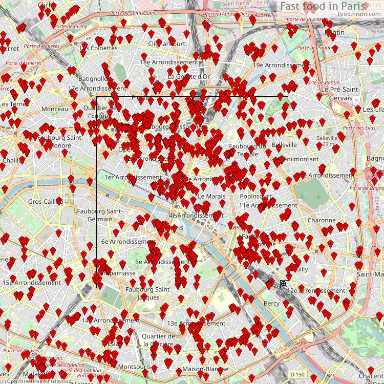 Fast food Paris - map of restaurants
