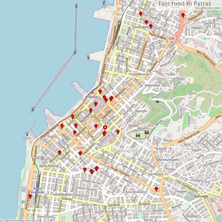 Fast food Πάτρα - map of restaurants