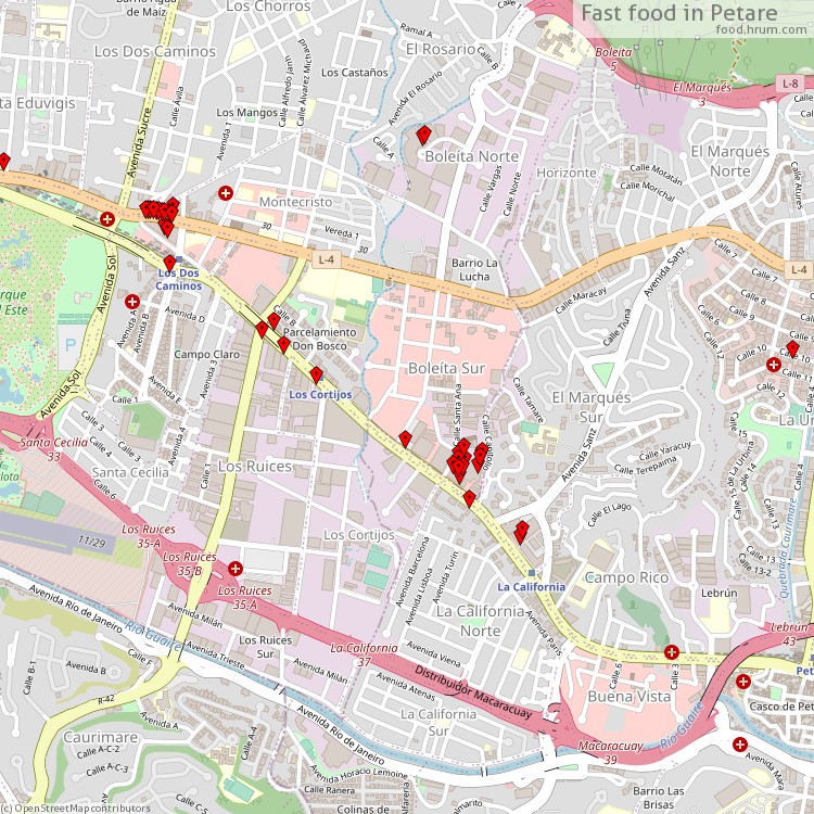 Fast food Petare - map of restaurants