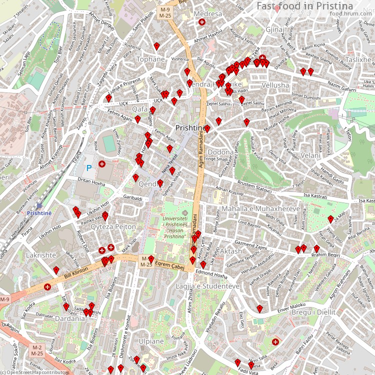 Fast food Pristina - map of restaurants