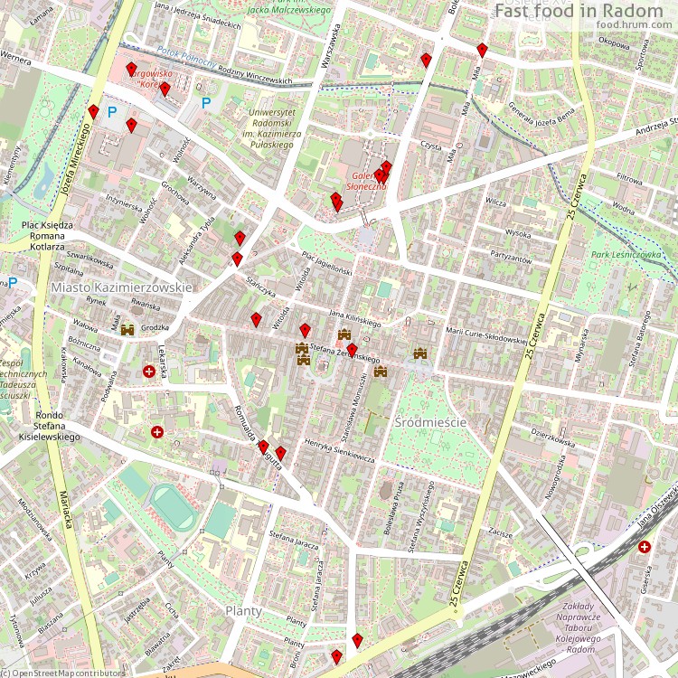 Fast food Radom - map of restaurants