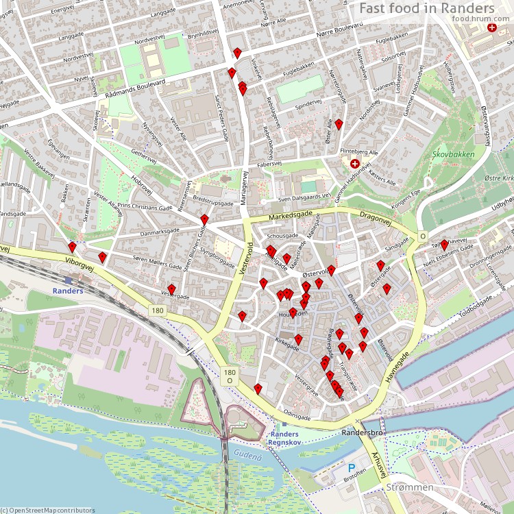 Fast food Randers - map of restaurants