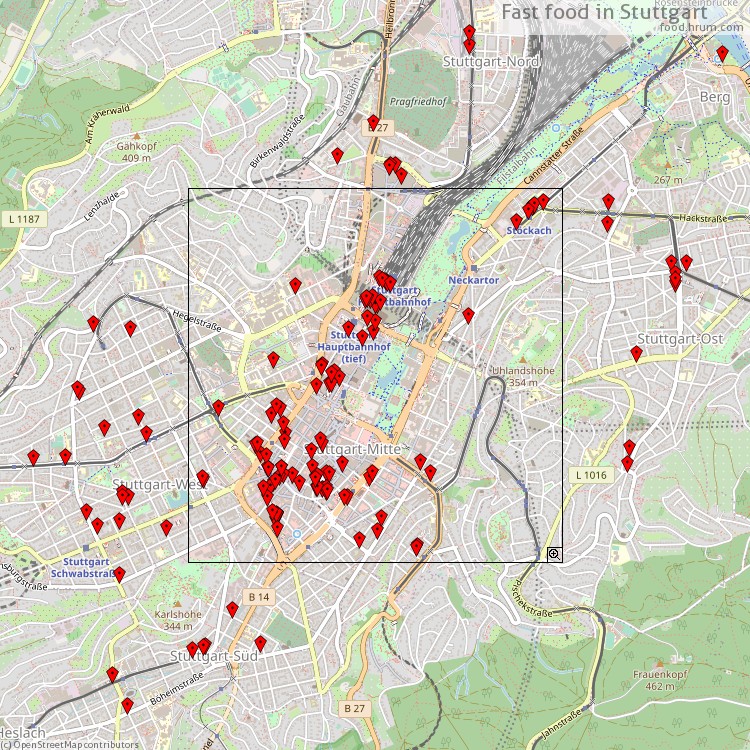 Fast food Stuttgart - map of restaurants