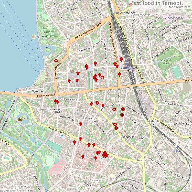 Fast food Ternopil - map of restaurants