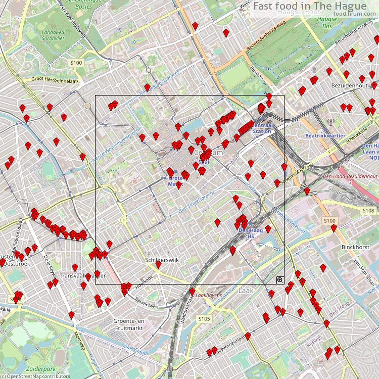 Fast food The Hague - map of restaurants