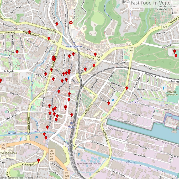 Fast food Vejle - map of restaurants