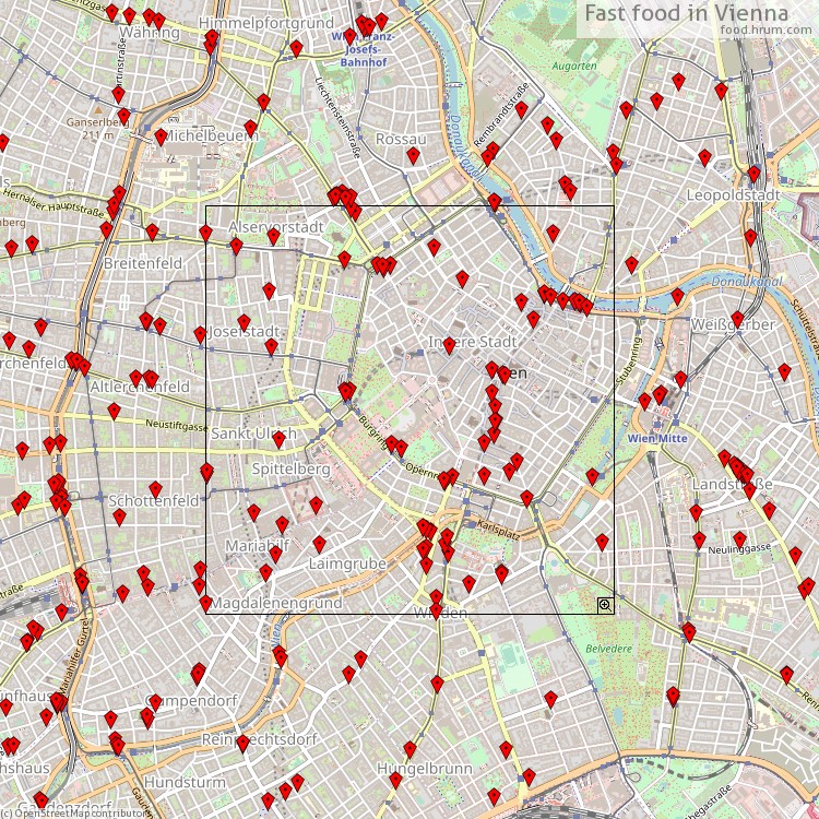 Fast food Vienna - map of restaurants